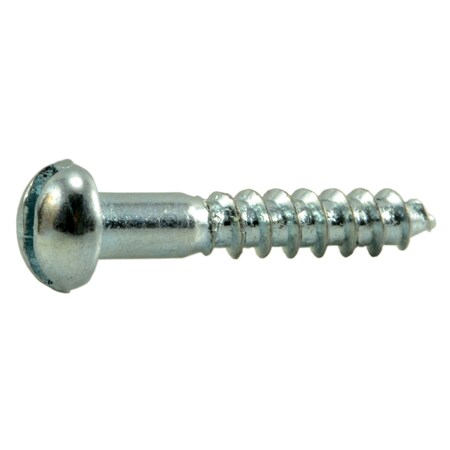 Midwest Fastener Wood Screw, #2, 1/2 in, Zinc Plated Steel Round Head Slotted Drive, 60 PK 62063